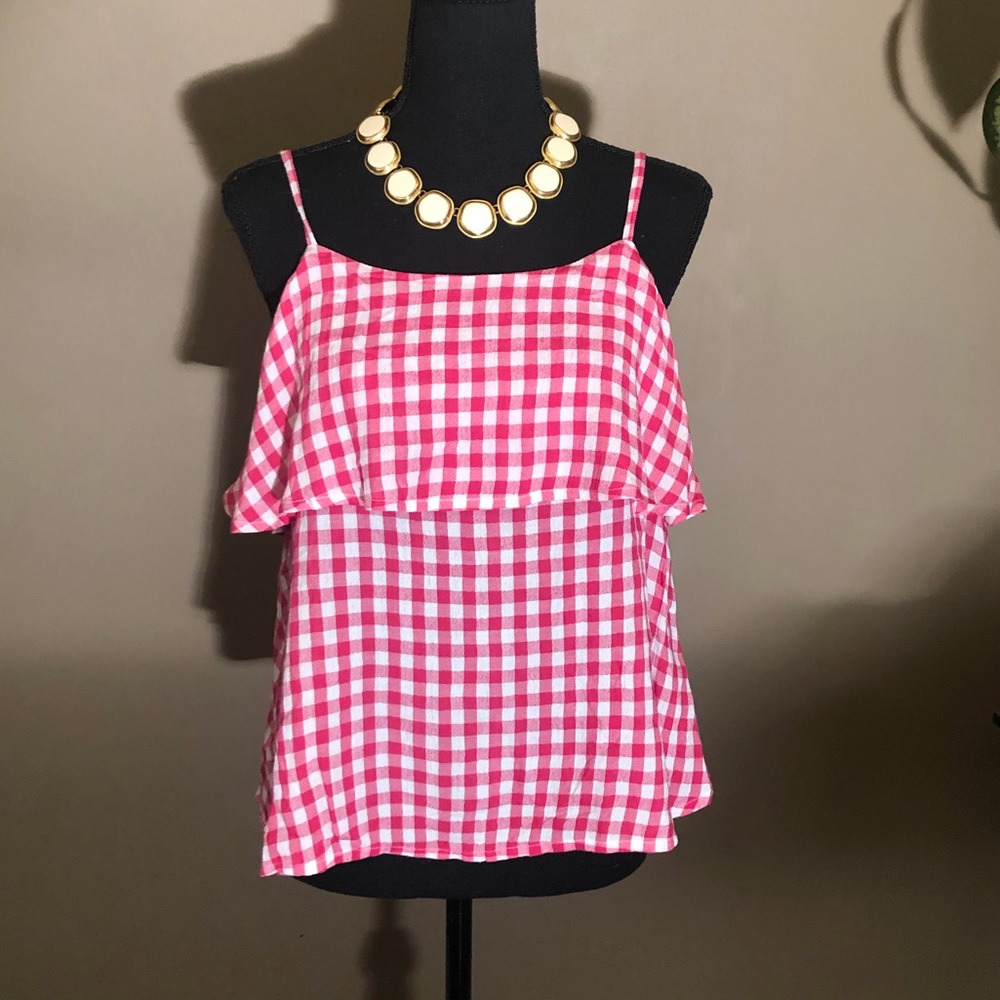 Abound Red Checkered Sleeveless Blouse